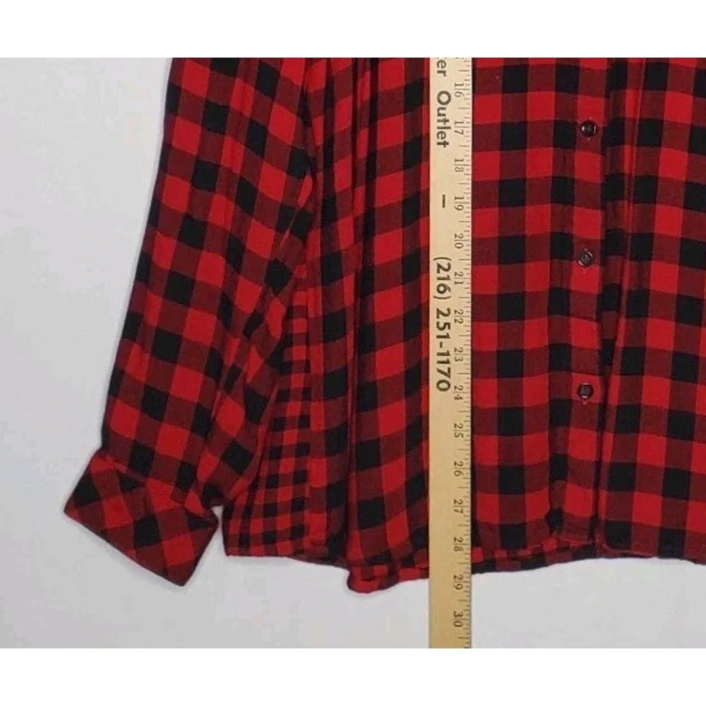 J Jill Gingham Plaid Button Collar Shirt Women Red Black Country Cowgirl Fall